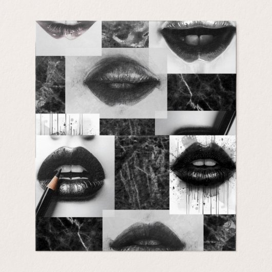 Black & White Lips Collage Folded Card (Outside Unfolded)