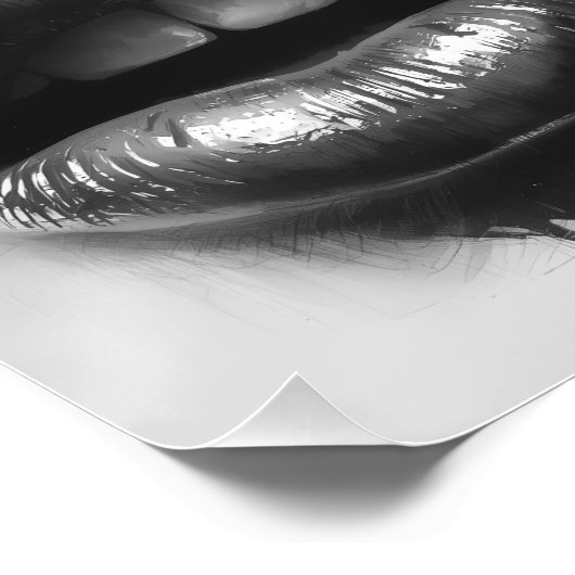 Black & White Lips Collage Glossy Poster (Coin)