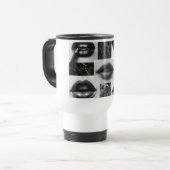 Black & White Lips Collage Travel Mug – Coffee Cup (Devant gauche)