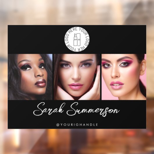 Black White Logo 3 Photo Makeup Studio Raamsticker (Vel 2)