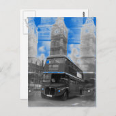 Black & White London Bus & Big Ben Briefkaart (Voorkant / Achterkant)