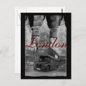 Black & White London Bus & Big Ben Carte Postale (Devant / Derrière)