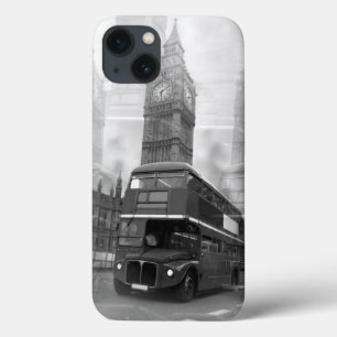 Black White London Bus Big Ben iPhone 13 Hoesje