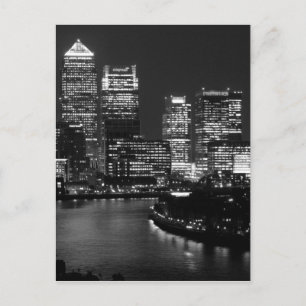 Black White London City Night UK British Travel Briefkaart