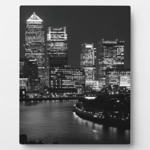 Black White London City Night UK Reizen Fotoplaat
