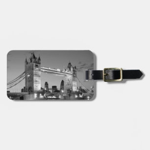 Black White London Tower Bridge Bagagelabel