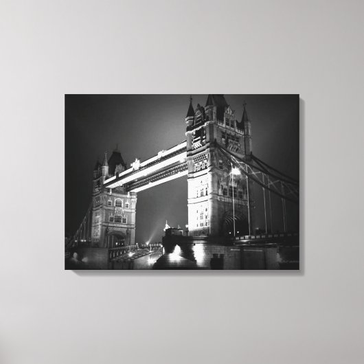 Black White London Tower Bridge Canvas Afdruk (Voorkant)