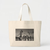 Black White London Tower Bridge Grote Tote Bag (Voorkant)
