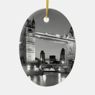 Black White London Tower Bridge Keramisch Ornament