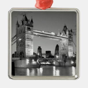 Black White London Tower Bridge Metalen Ornament