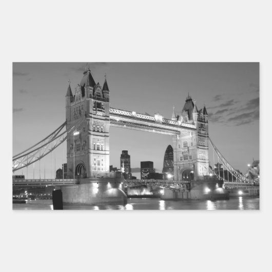 Black White London Tower Bridge Rechthoekige Sticker (Voorkant)