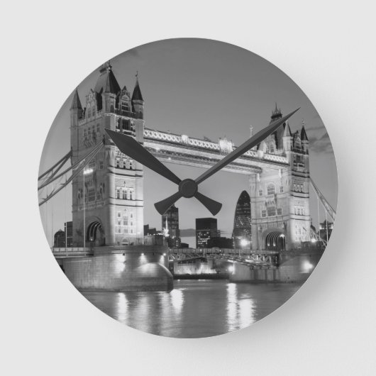 Black White London Tower Bridge Ronde Klok (Voorkant)