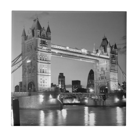 Black White London Tower Bridge Tegeltje (Voorkant)