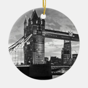 Black White London Tower Bridge Verenigd Koninkrij Keramisch Ornament