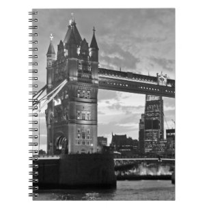 Black White London Tower Bridge Verenigd Koninkrij Notitieboek