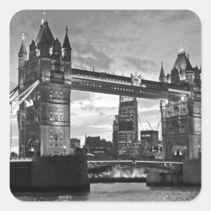 Black White London Tower Bridge Verenigd Koninkrij Vierkante Sticker