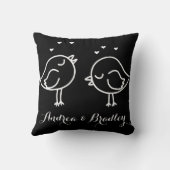 Black & White Lovebirds in Loodles Doodles Coussin (Verso)