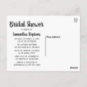 Black White Lovebirds Invitation de la douche nupt (Dos)