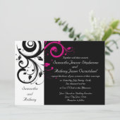 Black/White/Magenta Bold Swirl Wedding Invitations (Debout devant)