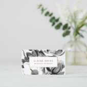 Black White Magnolia Botanical Visitekaartje (Staand voorkant)