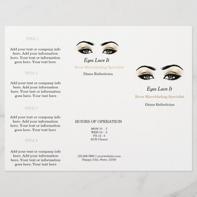 Black White Makeup Lashes Esthetician SPA Brochure (Voorkant)