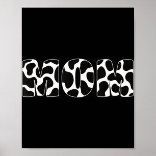 Black White mama Koe Afdrukken Aesthetisch dierpat Poster