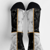 Black White Marble Gold Line Socks Modern Sokken (Top)