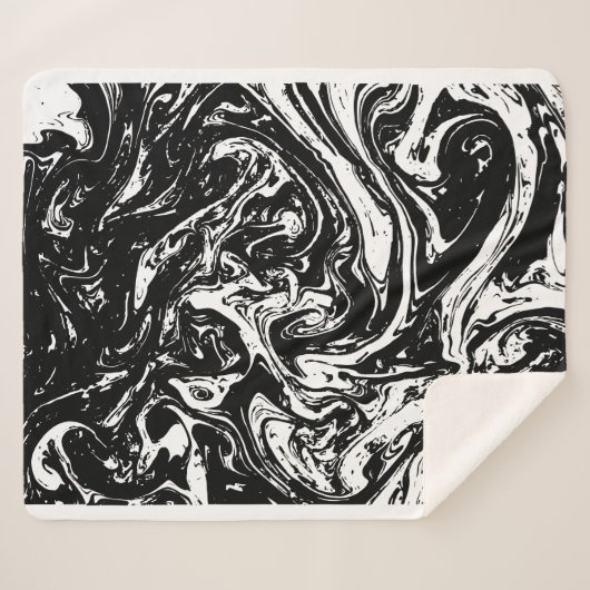 Black & White Marble Style Sherpa Blanket Sherpa Deken (Voorkant (horizontaal))