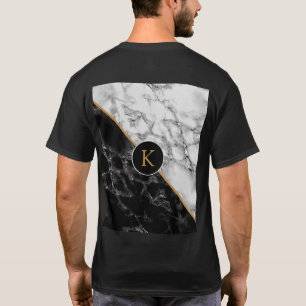 Black White Marble T-shirt Your Letter ou Number