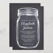 Black White  Mason Jar Wedding Invitations Kaart (Voorkant / Achterkant)