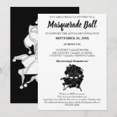 Black & White Masquerade Ball Fundraiser Gala Kaart (Voorkant / Achterkant)