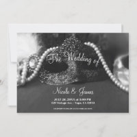 Black & White Masquerade Mask Pearls Wedding