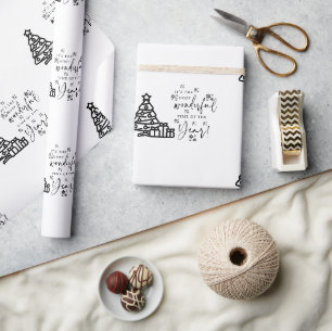 Black White Merry kerstbomen Quote Gift Wrapp Cadeaupapier