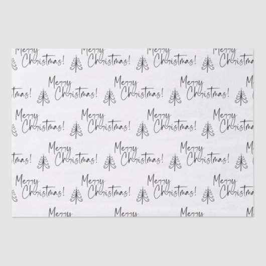 Black White Merry-kerstboom Tissuepapier (Voorkant)