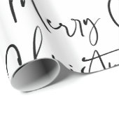 Black White Merry-kerstcadeautje Cadeaupapier (Rol Hoek)