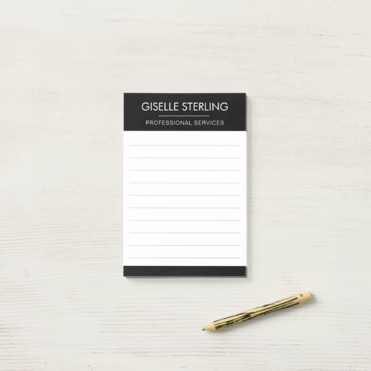 Black White Minimal Professional Modern Business Post-it® Notes (Op bureau)