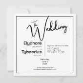 Black & White Minimal Square Wedding Invitation (Devant)