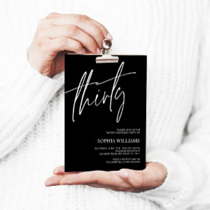 Black & White Minimalist 30th Birthday Invitation