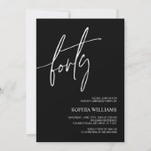 Black & White Minimalist 40th Birthday Invitation (Devant)