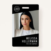 Black White Minimalist Bedrijf Logo Medewerker ID Badge (Voorkant)