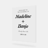 Black & White Minimalist Calligraphy Wedding  Acryl Bord (Hoek)