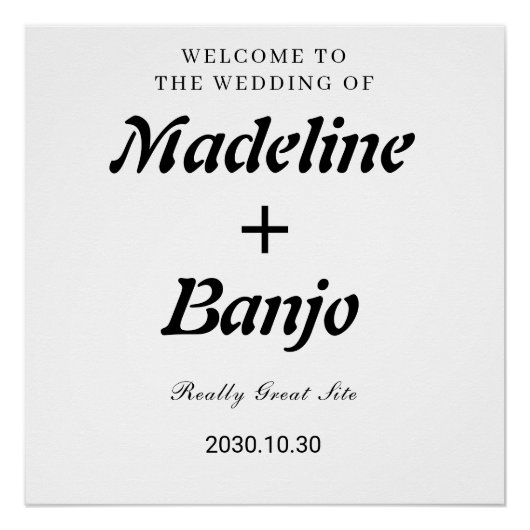 Black & White Minimalist Calligraphy Wedding Perfect Poster (Voorkant)