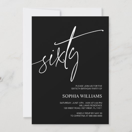 Black & White Minimalist Invitation 60e anniversai (Devant)
