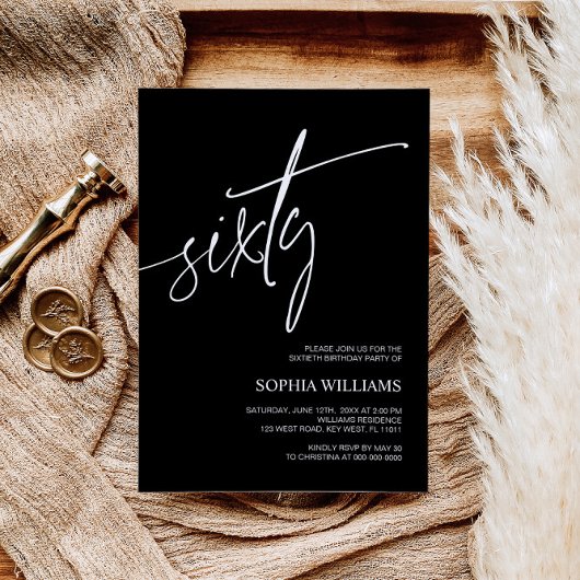 Black & White Minimalist Invitation 60e anniversai