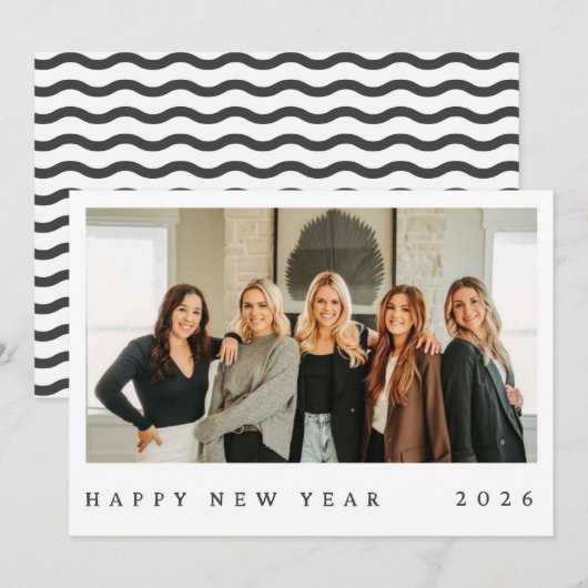 Black & White Minimalist Photo New Year (Voorkant / Achterkant)