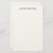 Black & White Minimalist Plain Modern Briefpapier (Voorkant / Achterkant)