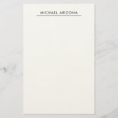 Black & White Minimalist Plain Modern Briefpapier (Voorkant)