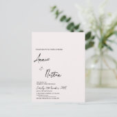 Black White Minimalist Script Wedding Invitation Briefkaart (Staand voorkant)