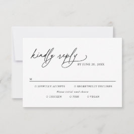 Black & White Minimalist Wedding Meal Options RSVP Kaartje
