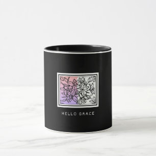 Black White Minimaliste Hello Grace Mug